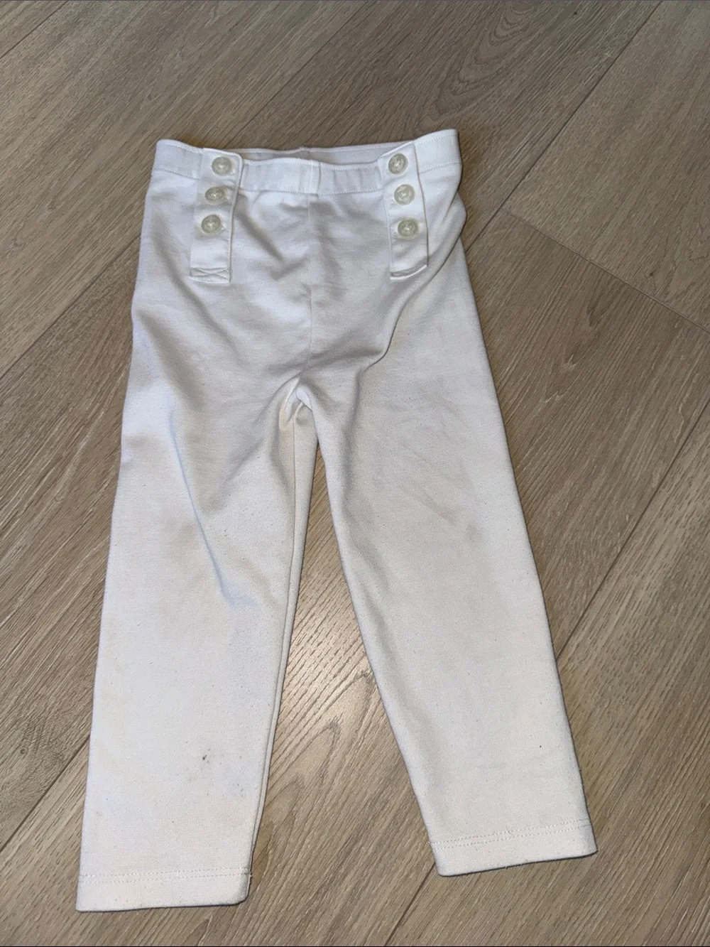 Ralph Lauren White Button-Accent Girls Leggings